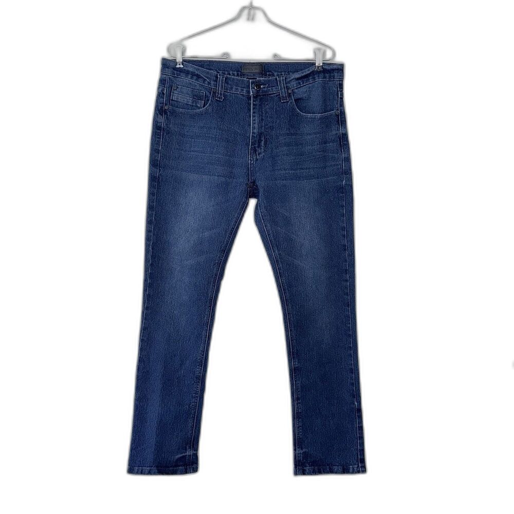 Steve's Slim Straight Jeans Medium Wash Denim Mens Size 32 x 30